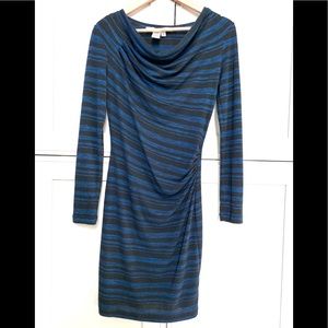 MAX STUDIO RUCHED LIGHT SWEATER LONG SLEEVE DRESS